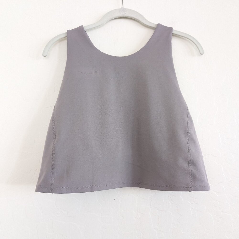 HOKA Sports Bra Women's XL Gray Racerback Gym Yoga Logo Workout